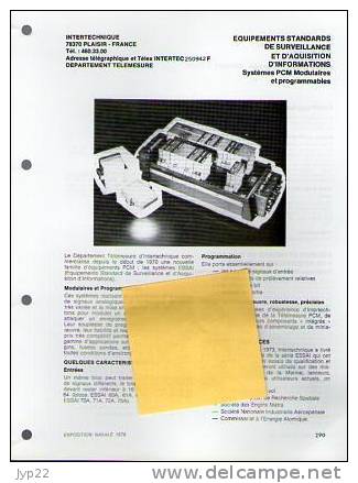 Fiche Marine Nationale Equipement Standart De Surveillance & Acquisition Informations - Intertechnique Plaisir - Equipement