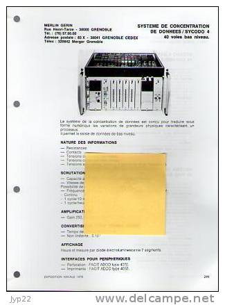 Fiche Marine Nationale Système De Concentration De Données SYCODO 4 - Merlin Gérin Grenoble - Equipaggiamento