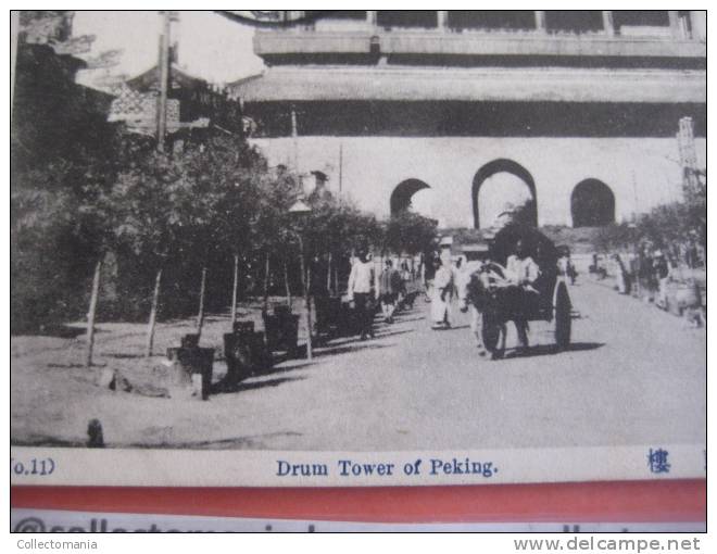 3 China Postcard - Removed Stamp  - Daily Life In China  - Peking Pékin Péking Chinese  Temple, Manchu Women, Drum Tower - China