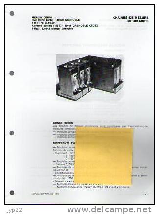 Fiche Marine Nationale Chaînes De Mesure Modulaire - Merlin Gérin Grenoble - Equipment