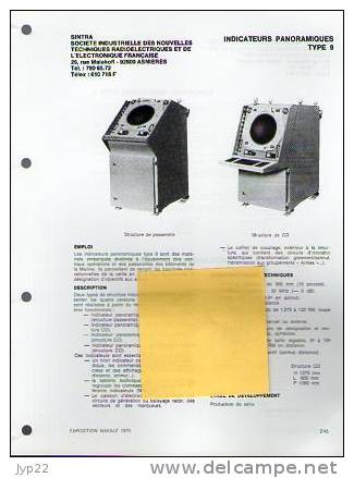 Fiche Marine Nationale Système Indicateurs Panoramiques Type 9 - SINTRA Asnières - Uitrusting