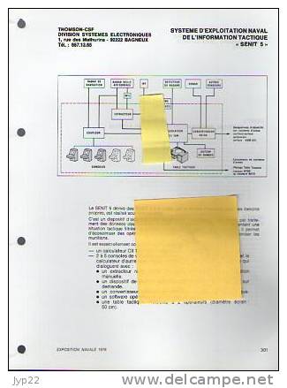 Fiche Marine Nationale Système Exploitation Naval De L'Information Tactique SENIT 5 - Thomson CSF Bagneux - Equipement