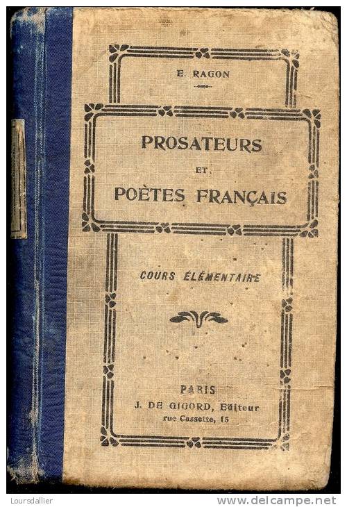 PROSATEURS ET POETES FRANCAIS PAR E. RAGON 1921 - 6-12 Ans