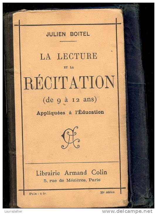 LA LECTURE ET LA RECITATION 1907 PAR JULIEN BOITEL - 6-12 Ans