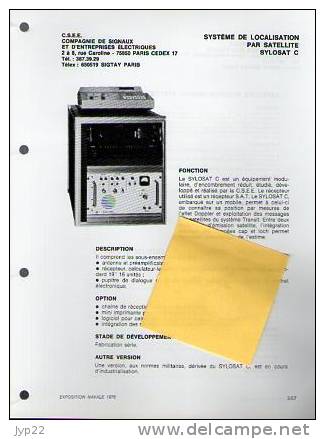 Fiche Marine Nationale Système De Localisation Par Satellite SYLOSAT C - CSEE Paris - Equipment