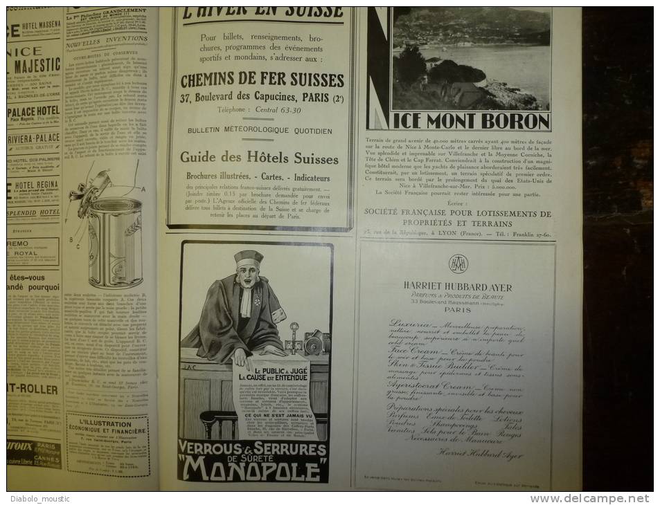 1929 Nbr. pubs AUTOS ; Afganistan ;Ski Norvège;Châteaux Croisés Syrie ;Marionnettes ;Brazzaville; Mont Boron Nice