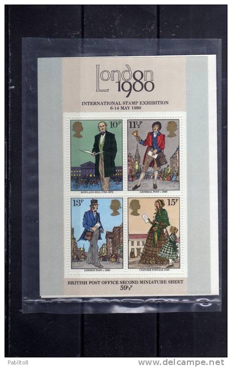 GREAT BRITAIN GRAN BRETAGNA 1980 LONDON STAMP EXHIBITION ROWLAND HILL BLOCK SHEET ESPOSIZIONE FILATELICA LONDRA MNH - Blocs-feuillets