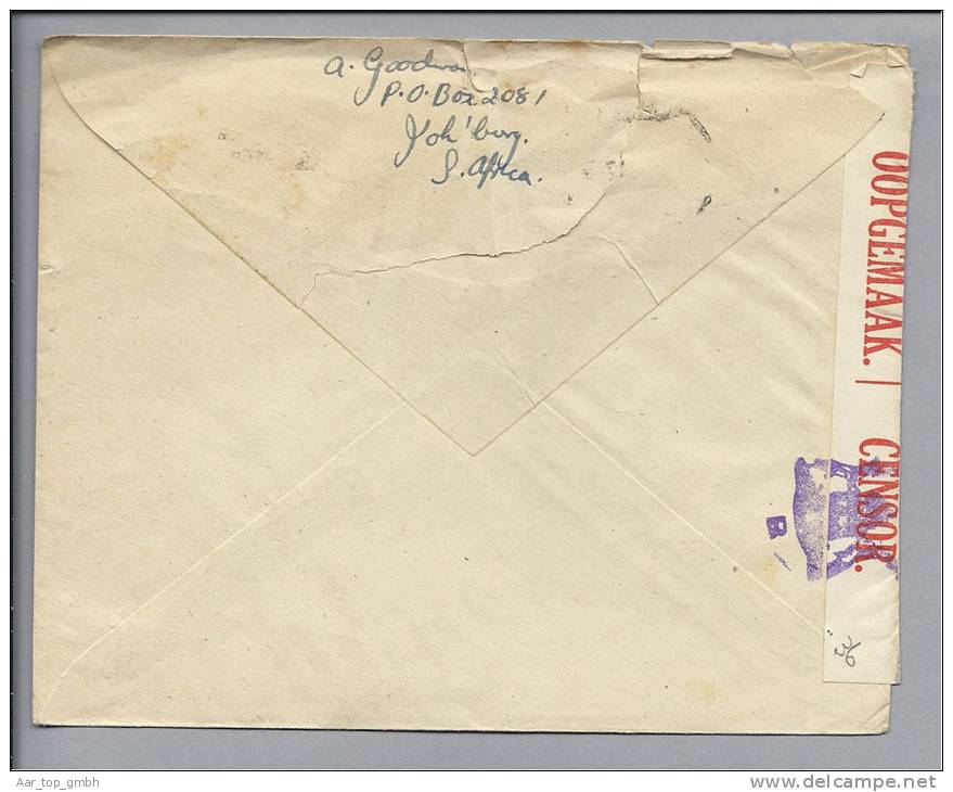 Südafrika 1944-11-11 Zensur Air Mail Nach Bienne CH Omega - Autres & Non Classés