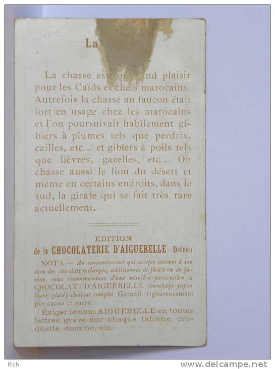 Chromo Chocolaterie AIGUEBELLE - Une Chasse Au Maroc - 11x 6,5 Cm - Aiguebelle