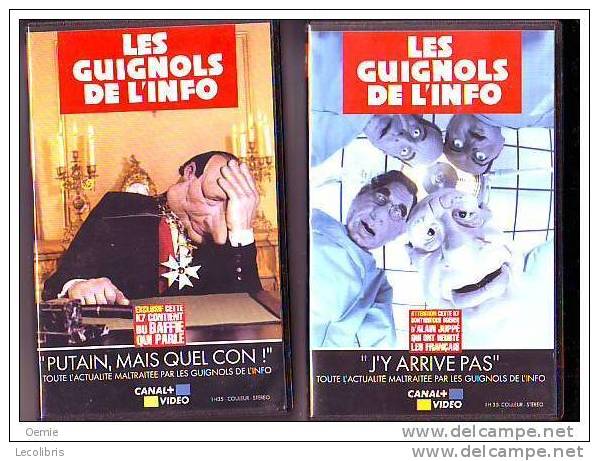 2 CASSETTES VIDEO  °°°°LES GUIGNOLS DE L´INFO °°° PUTAIN  MAIS QU´EL CON ET J´Y ARRIVE PAS - Series Y Programas De TV