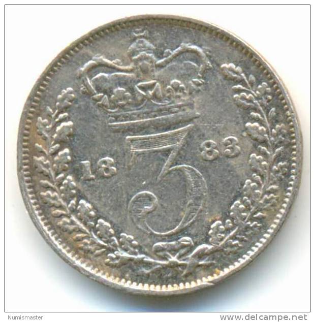 GREAT BRITAIN , 3 PENCE 1883 - F. 3 Pence