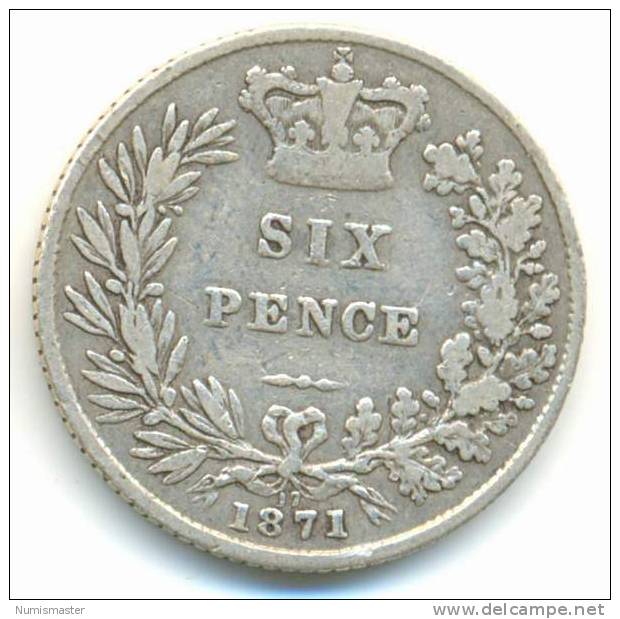 GREAT BRITAIN , 6 PENCE 1871 - H. 6 Pence