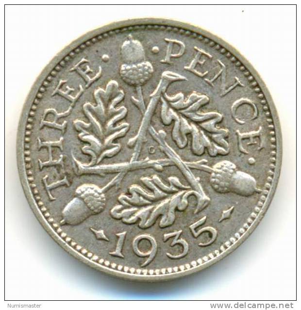 GREAT BRITAIN , 3 PENCE 1935 - F. 3 Pence