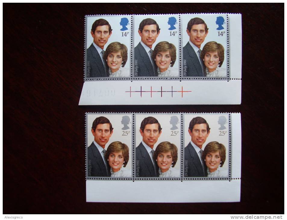 GB 1981 ROYAL WEDDING  ISSUE Of 2 Stamps MNH In Corner Block Of 3 MARGINAL. - Ungebraucht