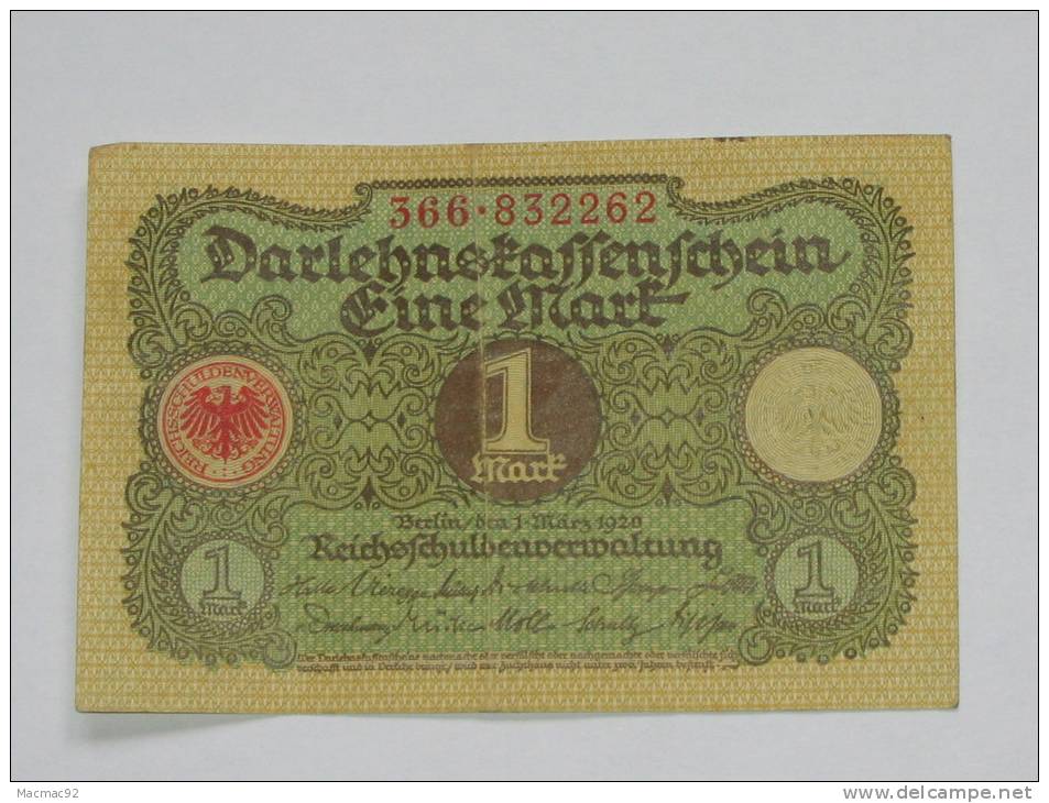 Allemagne - Germany - Billet à Identifier - 1 EINE Mark - 1 Mars 1920  **** EN ACHAT IMMEDIAT **** - 1 Mark