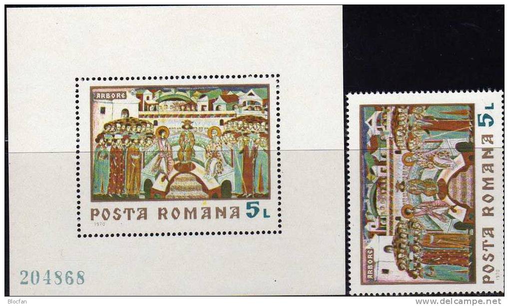 Gemälde Hof Von Byzanz 1970 Rumänien 2862+ Block 76 ** 10€ Bild Von Maler Arbore M/s Art Bloc Paintings Sheet Bf Romania - Unused Stamps