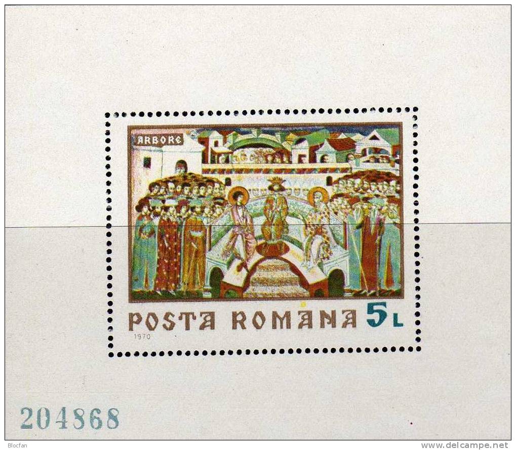 Gemälde Hof Von Byzanz 1970 Rumänien 2862+ Block 76 ** 10€ Bild Von Maler Arbore M/s Art Bloc Paintings Sheet Bf Romania - Unused Stamps
