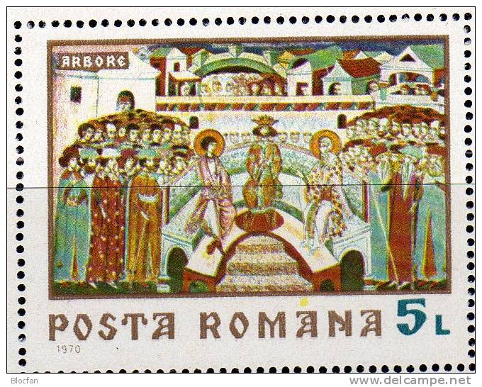 Gemälde Hof Von Byzanz 1970 Rumänien 2862+ Block 76 ** 10€ Bild Von Maler Arbore M/s Art Bloc Paintings Sheet Bf Romania - Unused Stamps