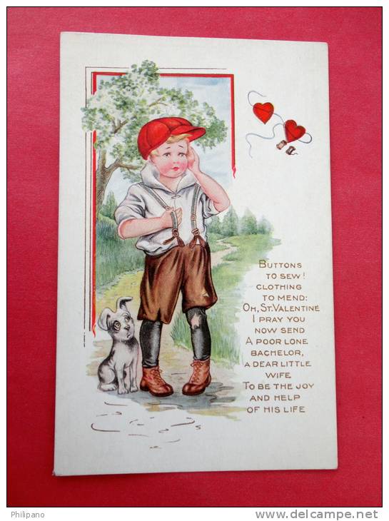 > Valentine's Day Embossed Little Boy With Dog Wants A Wife  = Ref 512 - Saint-Valentin