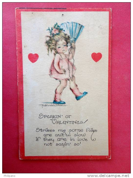 > Valentine's Day  Signed 1927 Cancel Age Discloration Pin Hole Ref 512 - Valentinstag