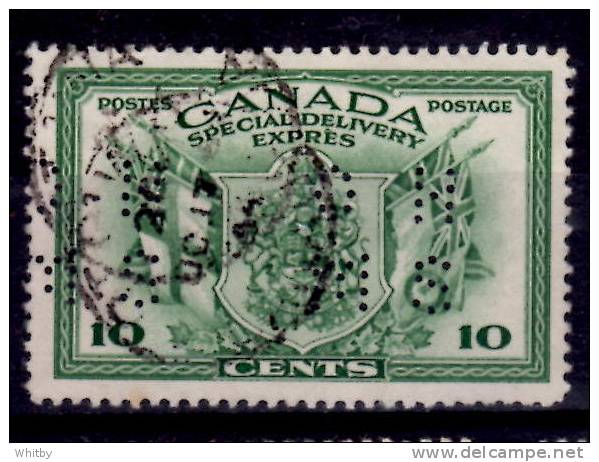 Canada 1942 10 Cent 4 Hole OHMS Perforated Special Delivery Express Issue #OE10 - Perfin