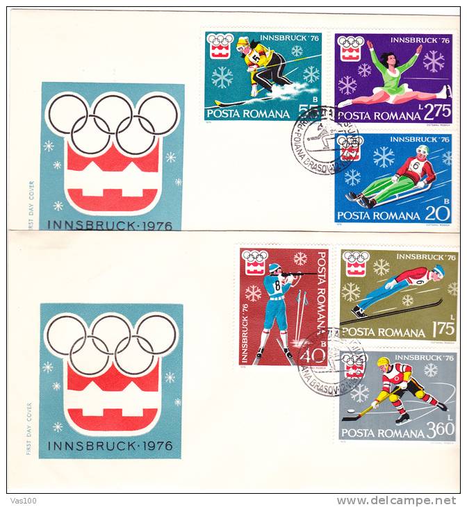 WINTER OLYMPICS, INNSBRUCK 1976, COVER FDC, ROMANIA - Hiver 1976: Innsbruck