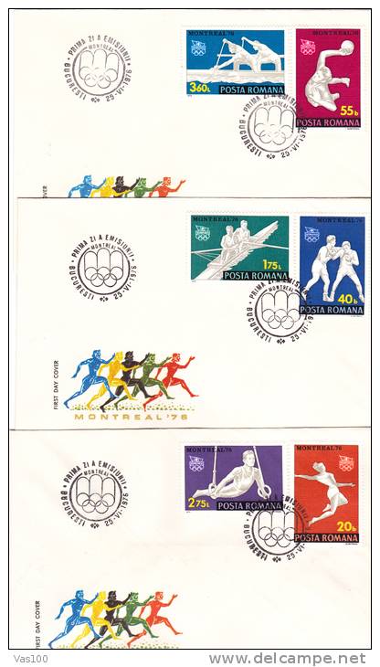 OLYMPIC GAMES, MONTREAL, 1976, 3X, COVER FDC, ROMANIA - Zomer 1976: Montreal