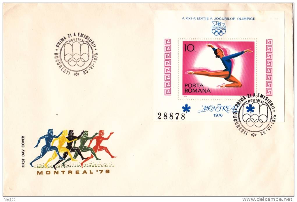 OLYMPIC GAMES, MONTREAL, 1976, COVER FDC, ROMANIA - Ete 1976: Montréal