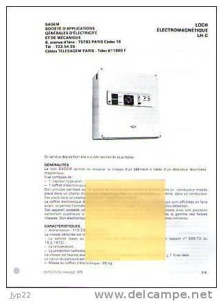 Fiche Marine Nationale Loch Electromagnétique LH-C - Pour Mesurer Vitesse Du Batiment - Sagem Paris - Equipment