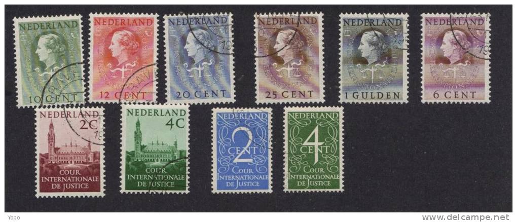 PAYS BAS : Série, Année 1950-51-58, Lot 10 Timbres De Service, Oblitérés:N° 24/25/26/28/32/33/34/36/3 7/39 - Service