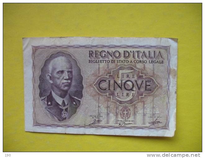 CINQVE LIRE - Regno D'Italia – 5 Lire