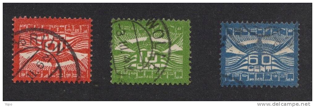 Série : 3 Timbres Oblitérés 1921 Poste Aérienne, N° 1/2/3 - Posta Aerea