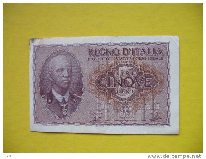 CINQVE LIRE - Regno D'Italia – 5 Lire