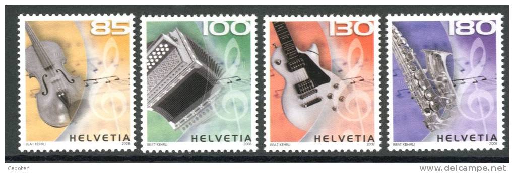 SVIZZERA / HELVETIA 2008** - STRUMENTI MUSICALI - Set Completo 4 Valori - Music