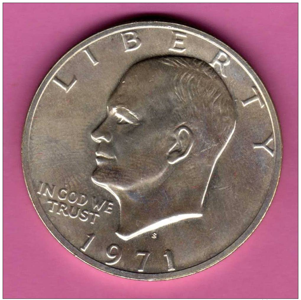 EE.UU. / USA / America / United States   ***  1 Dolar / Dollar 1971 S  ***  KM203a  Plata - Silber - Silver - 1971-1978: Eisenhower