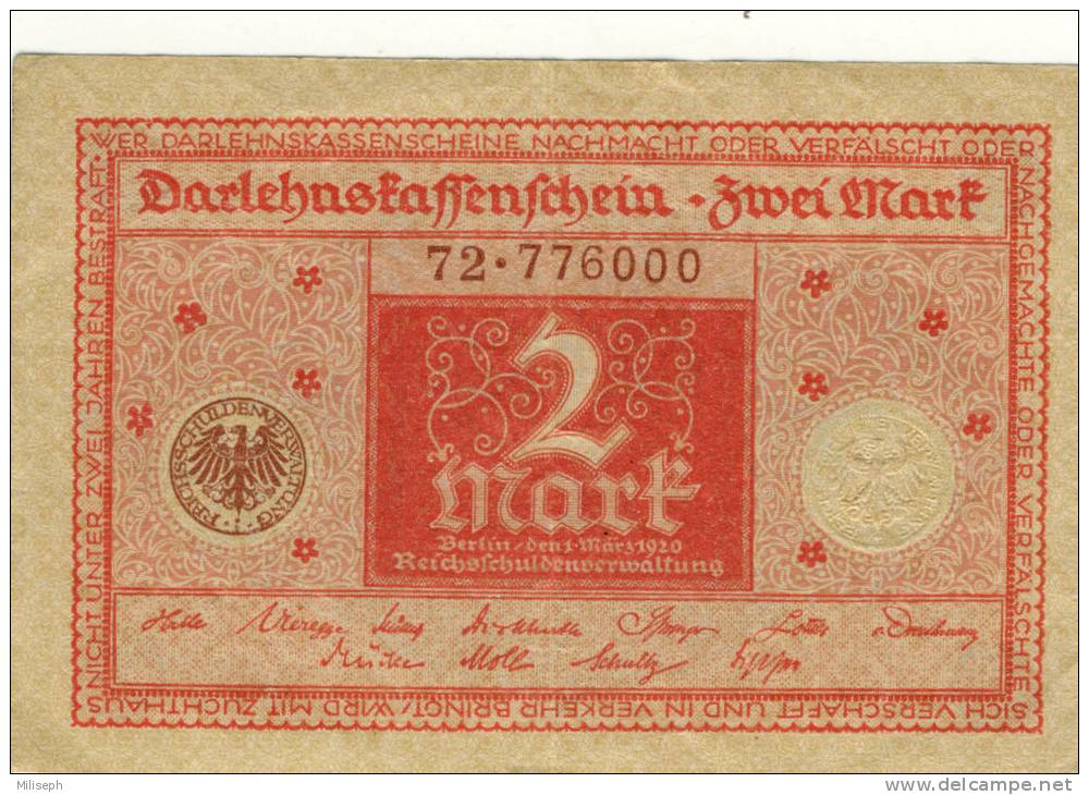 Billet De Banque Allemand - 2 Mark  De 1920           (2415) - 2 Mark