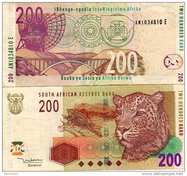 SOUTH AFRICA 200 RAND 2005 P 135 VF - Afrique Du Sud