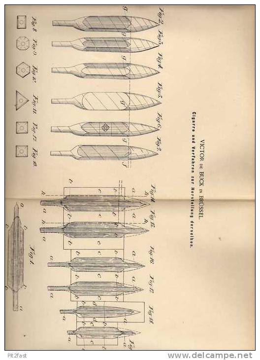 Original Patentschrift - V. De Buck In Brüssel , 1900 , Cigarre Und Herstellung , Zigarre  !!! - Documentos