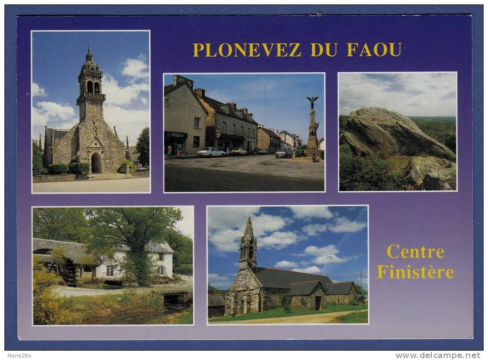 29 PLONEVEZ-DU-FAOU Eglise, Bourg, Roc'h Begheor, Moulin Au Bord Du Ster Goanès, Chapelle Du Quilliou 5 Vues - Plonevez-du-Faou