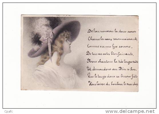 Carte Précurseur 1900 Femme à Chapeau ( Illustration M.M VIENNE , Viennoise) Signée Wichera - Wichera