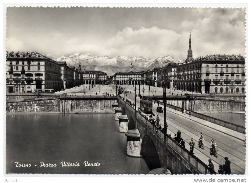 TORINO - PIAZZA VITTORIO VENETO E PONTE VITTORIO EMANUELE. TRAM TRAMWAY - Ponts