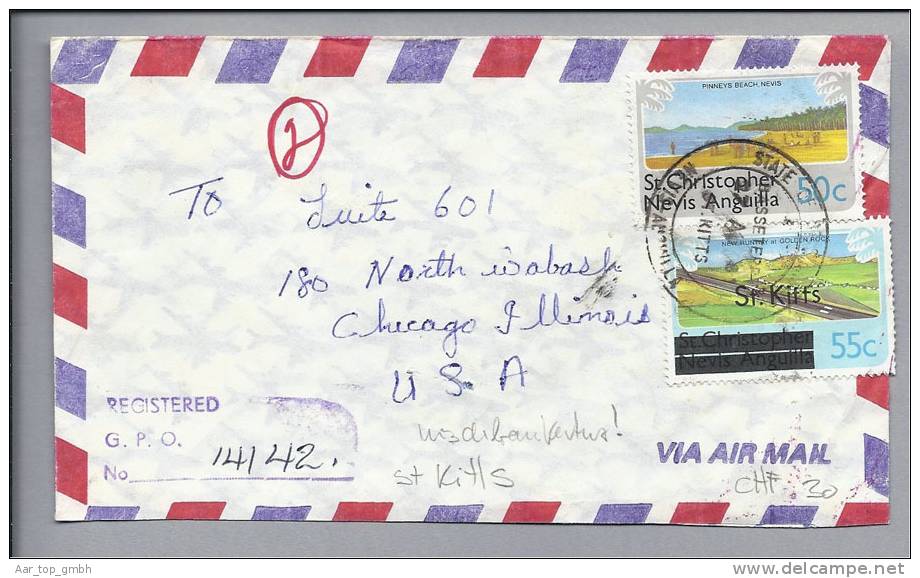 ST. KITTS 1981-08-22 R-Brief Air Mail Mit Mischfrankatur - St.Kitts-et-Nevis ( 1983-...)