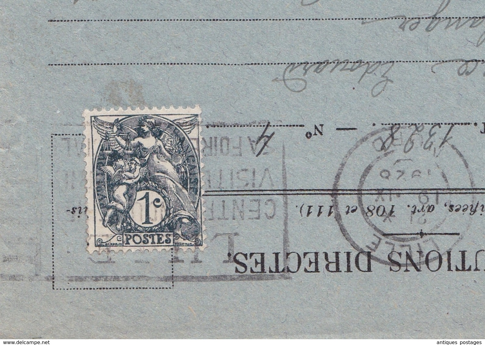 Lettre Contributions Directes Impots Lille Nord 1928 Type Blanc - 1900-29 Blanc