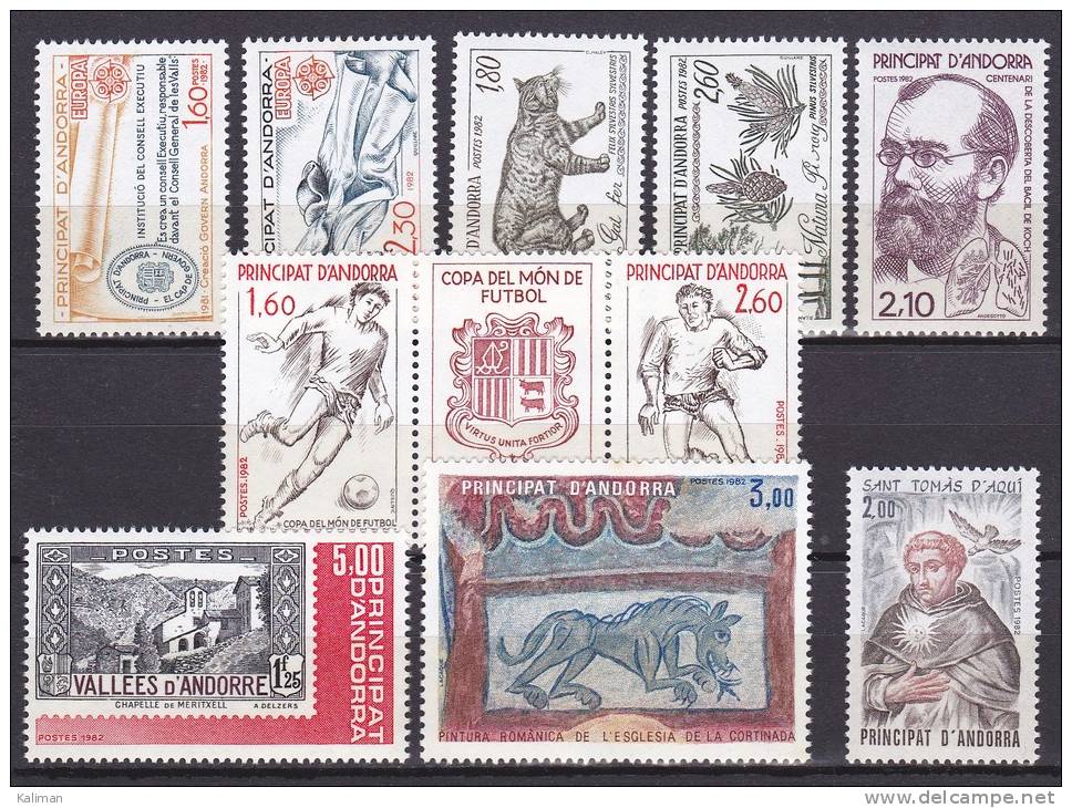 Andorre Année 1982 Yvert N° 300 à 309 Xx (qques Rousseurs) - Cote 20.30 Euros - Neufs