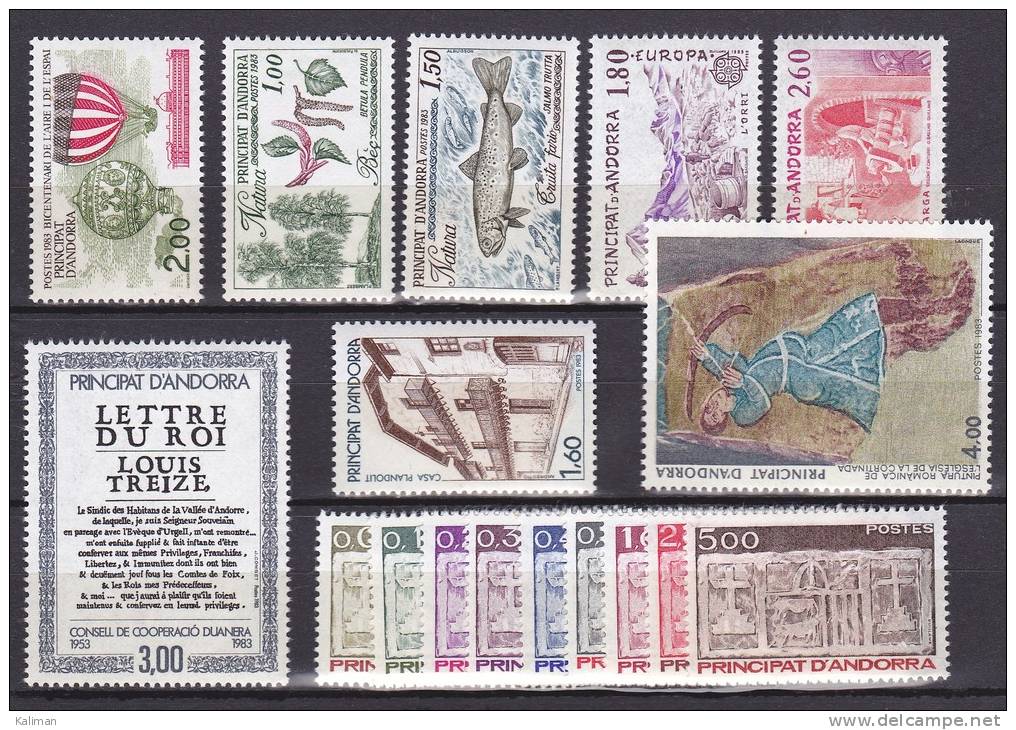 Andorre Année 1983 Yvert N° 310 à 326 Xx (qques Rousseurs) - Cote 17.75 Euros - Prix De Départ 3 Euros - Unused Stamps