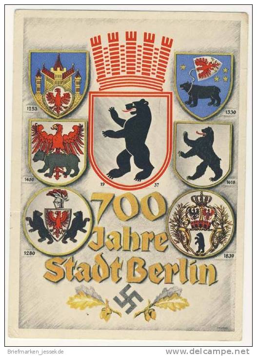 Deutsches Reich Karte - 700 Jahre Berlin - Sonderstempel Berlin Fahrbares Postamt - Briefe U. Dokumente