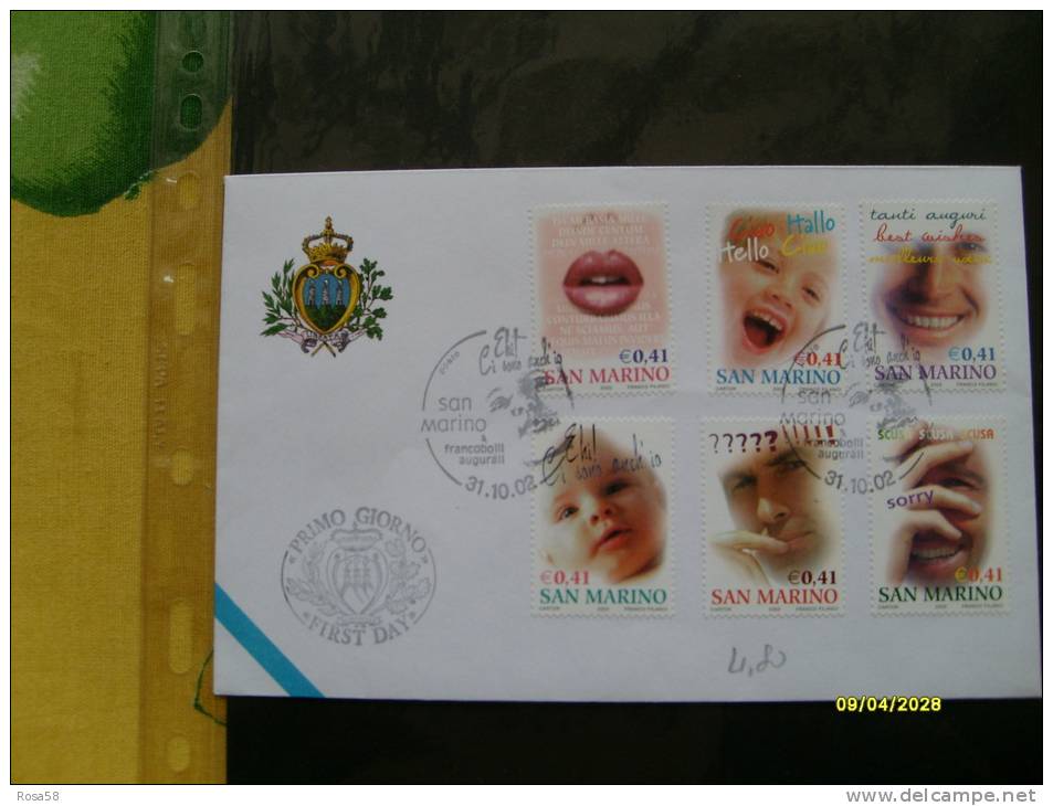 2002 Francobolli Augurali   Valori Su FDC Busta Primo Giorno - Briefe U. Dokumente