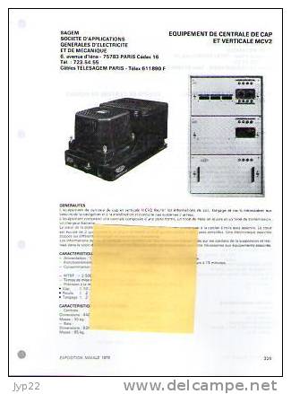 Fiche Marine Nationale Equipement De Centrale De Cap & Verticale MCV 2 - Sagem Paris - Equipment