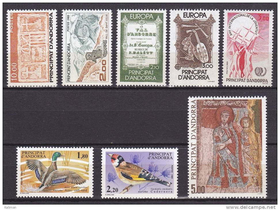 Andorre Année 1985 Yvert N° 337 à 344 Xx - Cote 31.25 Euros - Prix De Départ 9 Euros - Nuevos