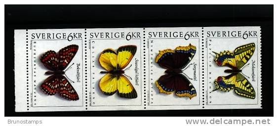 SWEDEN/SVERIGE - 1993  BUTTERFLIES  STRIP   MINT NH - Blocks & Sheetlets